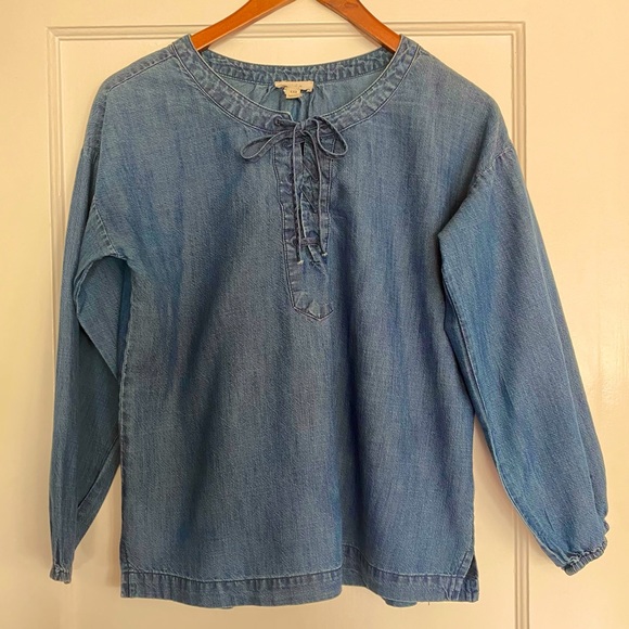 Soft Joie Andiva Lace Up Pullover Denim Blouse - Picture 3 of 7